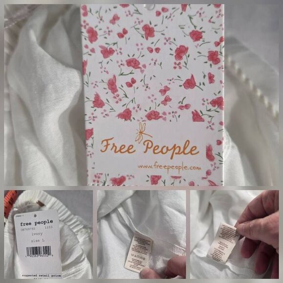 Free People Vacay Vibin Embroidered Off Shoulder Top Sz XS - Picture 5 of 10